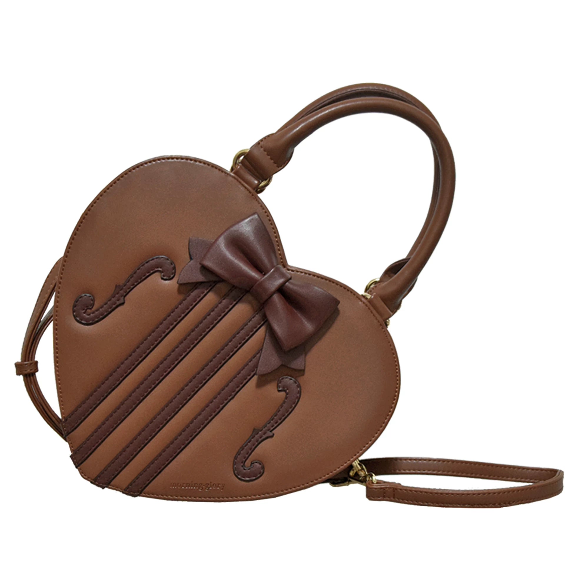 Heart of Violin - PU Classic Lolita Heart Shaped Bag, Violin and Bow Detail 45630:856455