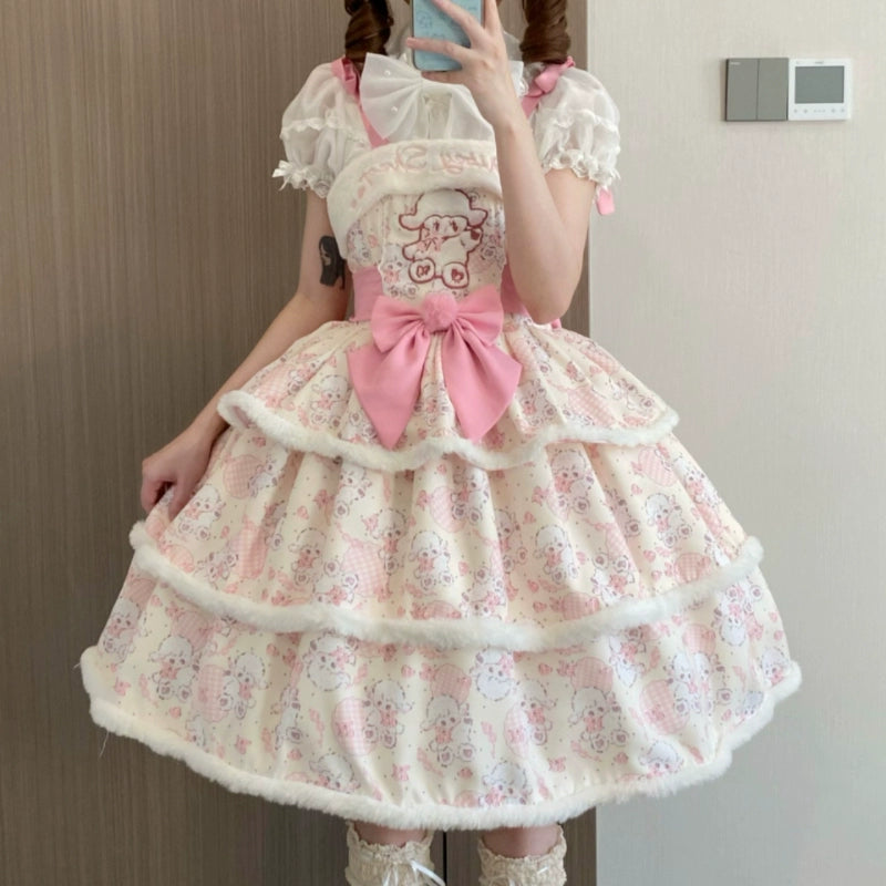 Suiyi - Whimsy Lamb - Pluff Kawaii Lolita JSK, Lamb Print and Embroidery 44266:801576