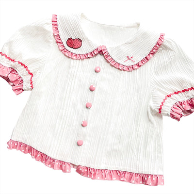 Half Sweet Lolita~Strawberry Milk Pie~Sweet Lolita JSK Dress Strawberry Set Salopette S Short-sleeved innerwear
