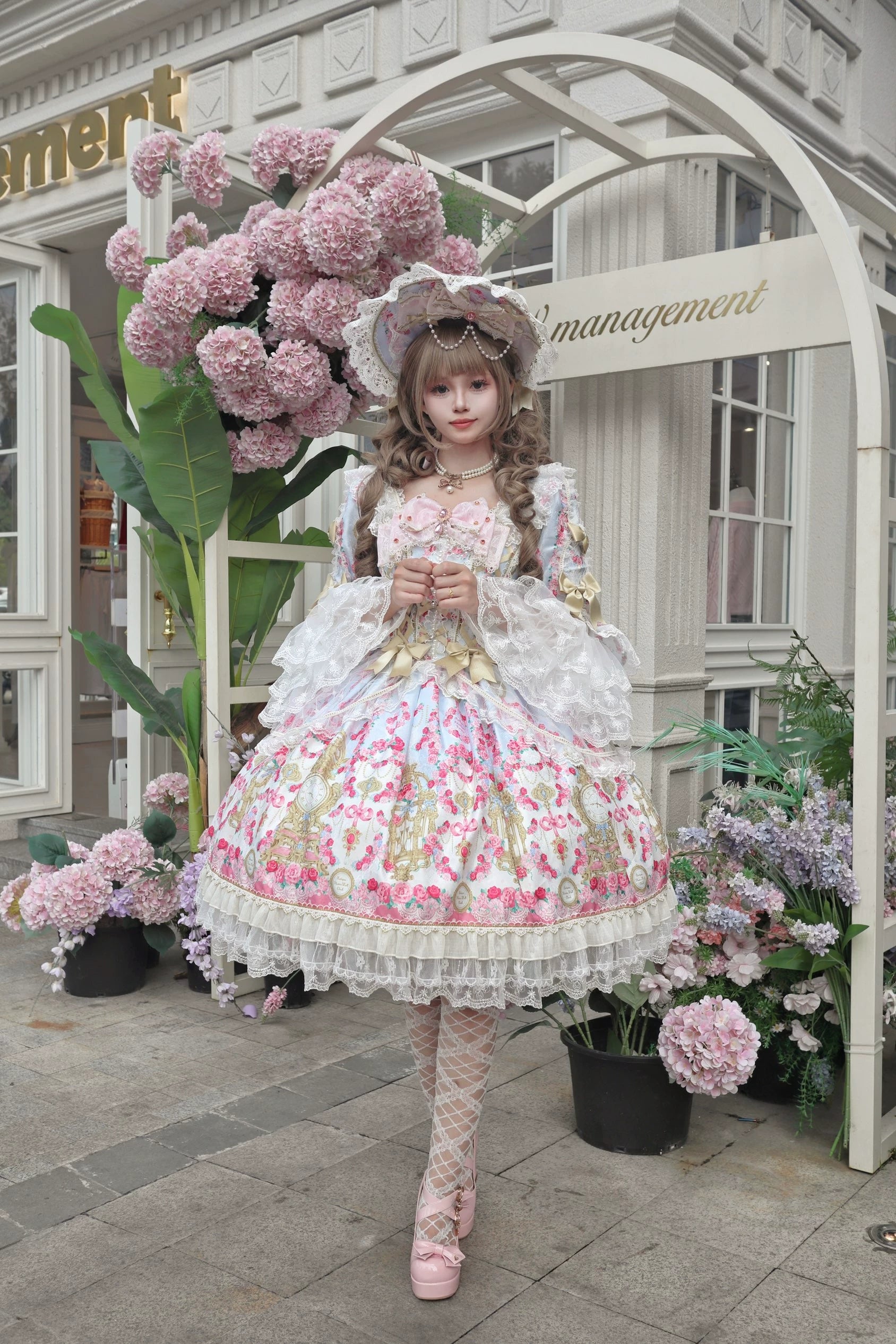 Rose Garden Prelude - Sweet Lolita OP Dress, Floral Printed
