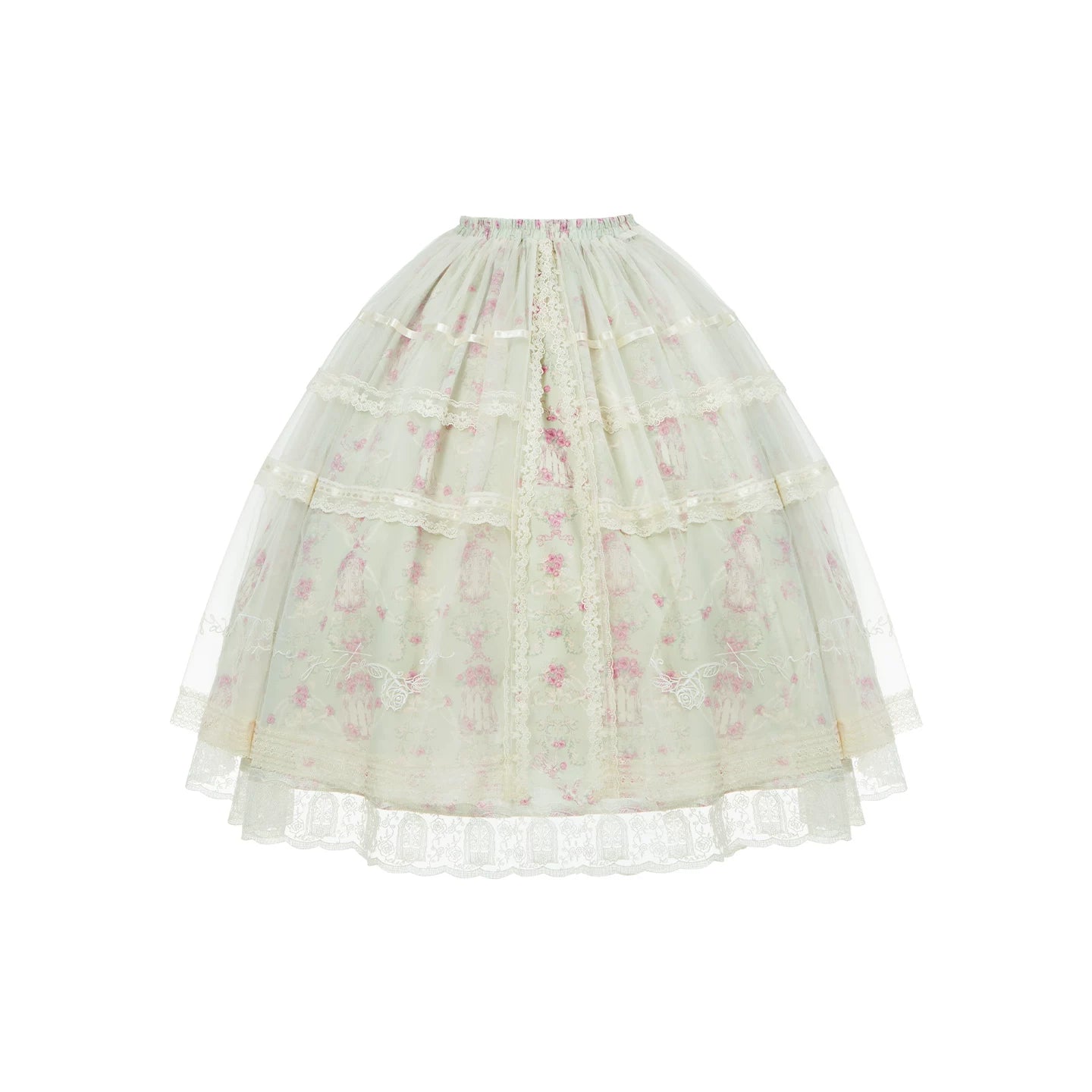 Wind Swept Roses - Classic Lolita Rose Printed Dress Set, Petal Hem SK Only S