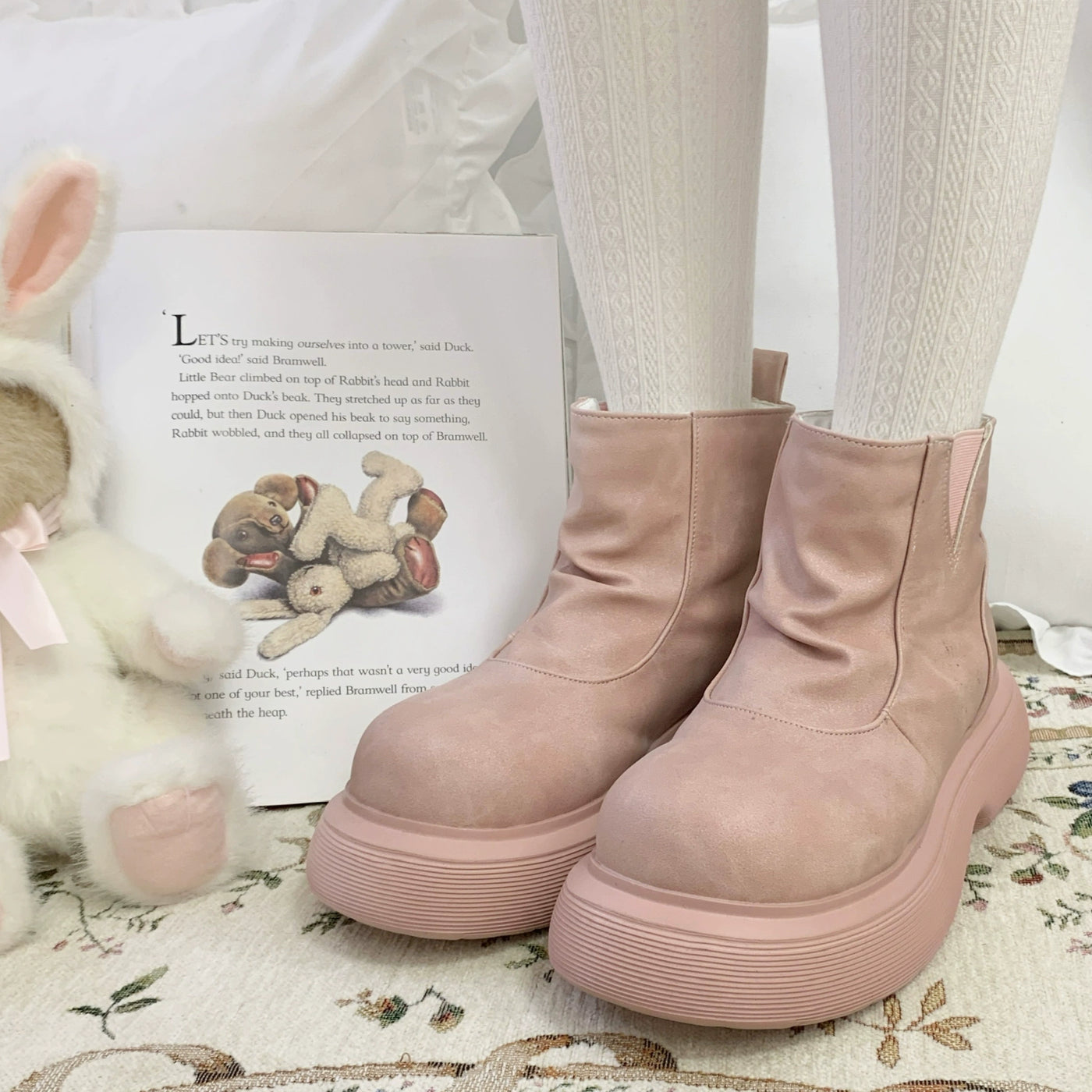 Dolly Doll~Ponyo~Winter Casual Lolita Boots Bow Thick Sole Shoes   