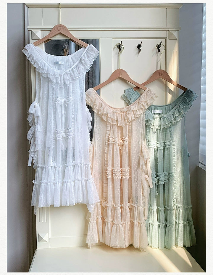 With PUJI~Letters and Poetry~Classic Lolita Tulle Over-Skirt for Summer