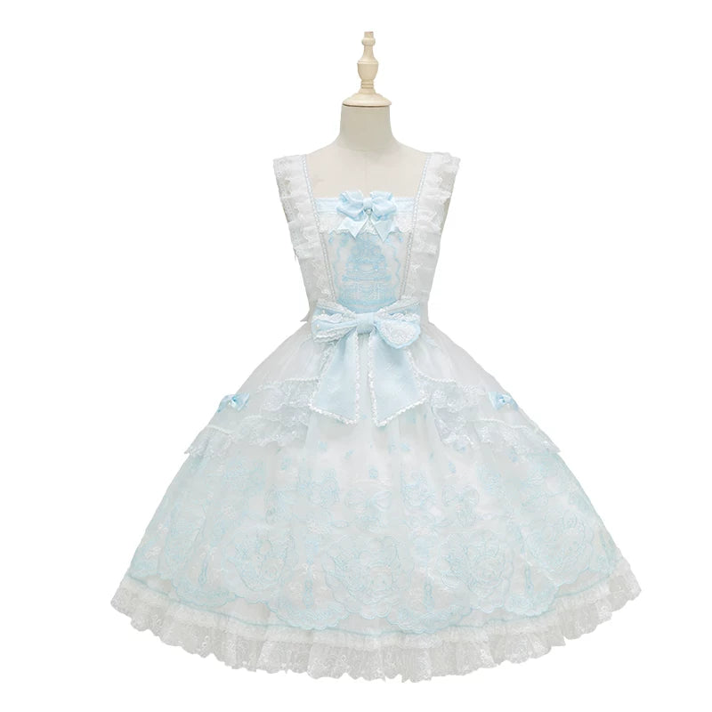 Strawberry Momo Party - Sweet Lolita OP and JSK, Strawberry Print and Cake Embroidery (L M S XL XS) 45548:853161