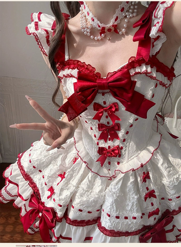 Sakurahime - Velour Love - Princess Sweet Lolita JSK Dress, Tiered Ruffles