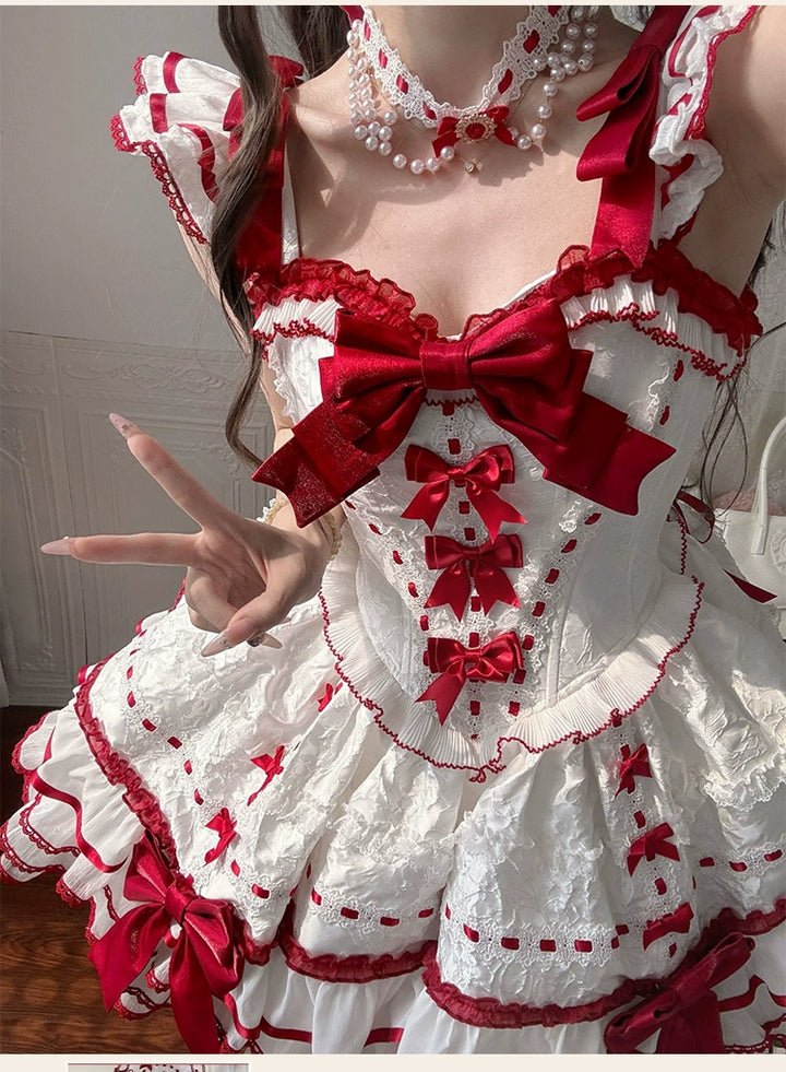 Sakurahime - Velour Love - Princess Sweet Lolita JSK Dress, Tiered Ruffles