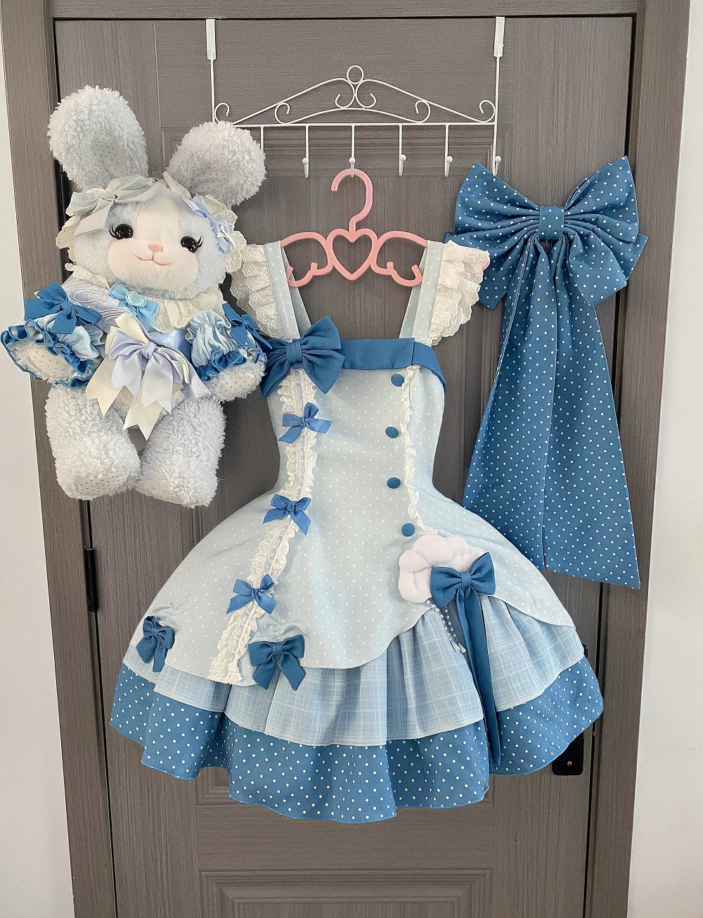 Glass Bottle - Sweet Lolita JSK Dress Set, Polka Dot & Bow Details (2XL L M S XL) 45792:862861