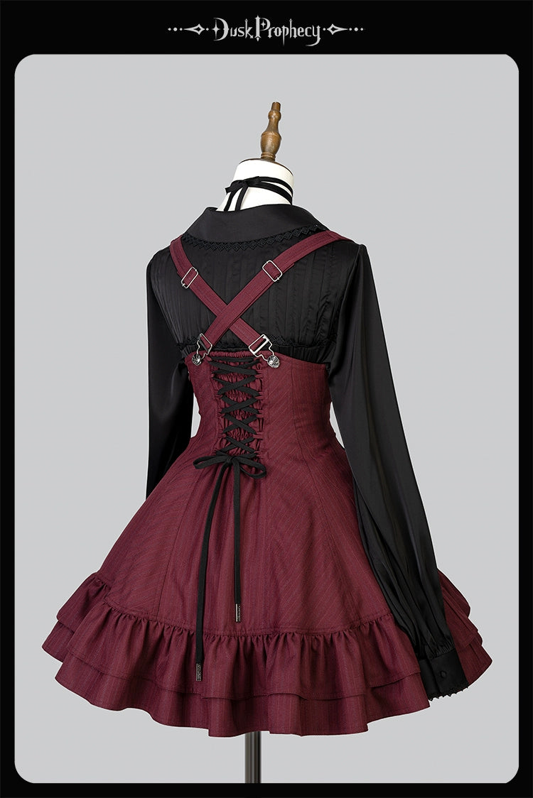 DuskProphecy - Heron - Classic Lolita Striped JSK Dress, Halter Neckline 44313:802889