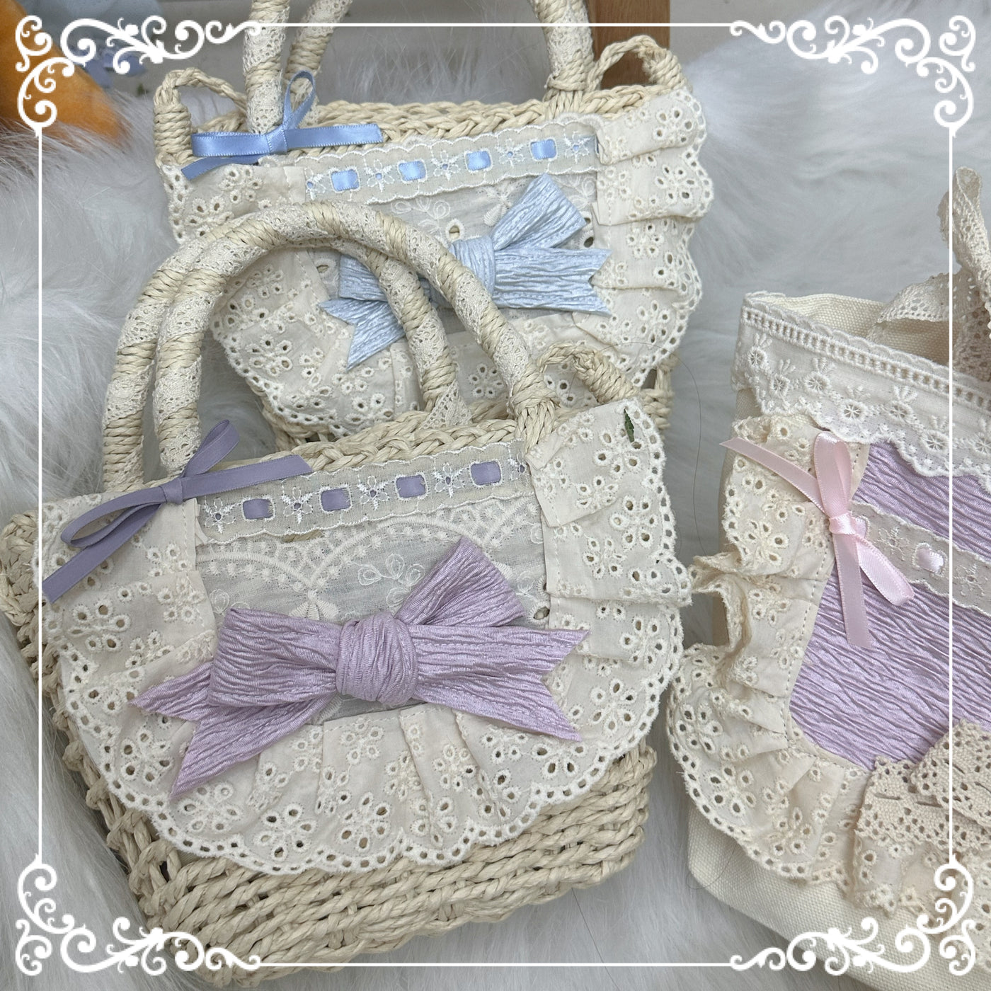 Chestnut Lolita~Daily Lolita Cloth Handbags pink and purple cloth bag  