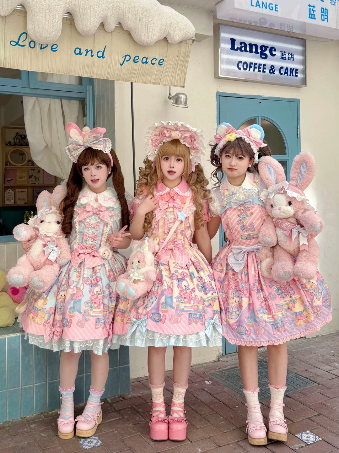 Star Fantasy~Rainbow Buffet Bunny~Candy-Like Kawaii Lolita Dress Suit with Plus Size Shirt