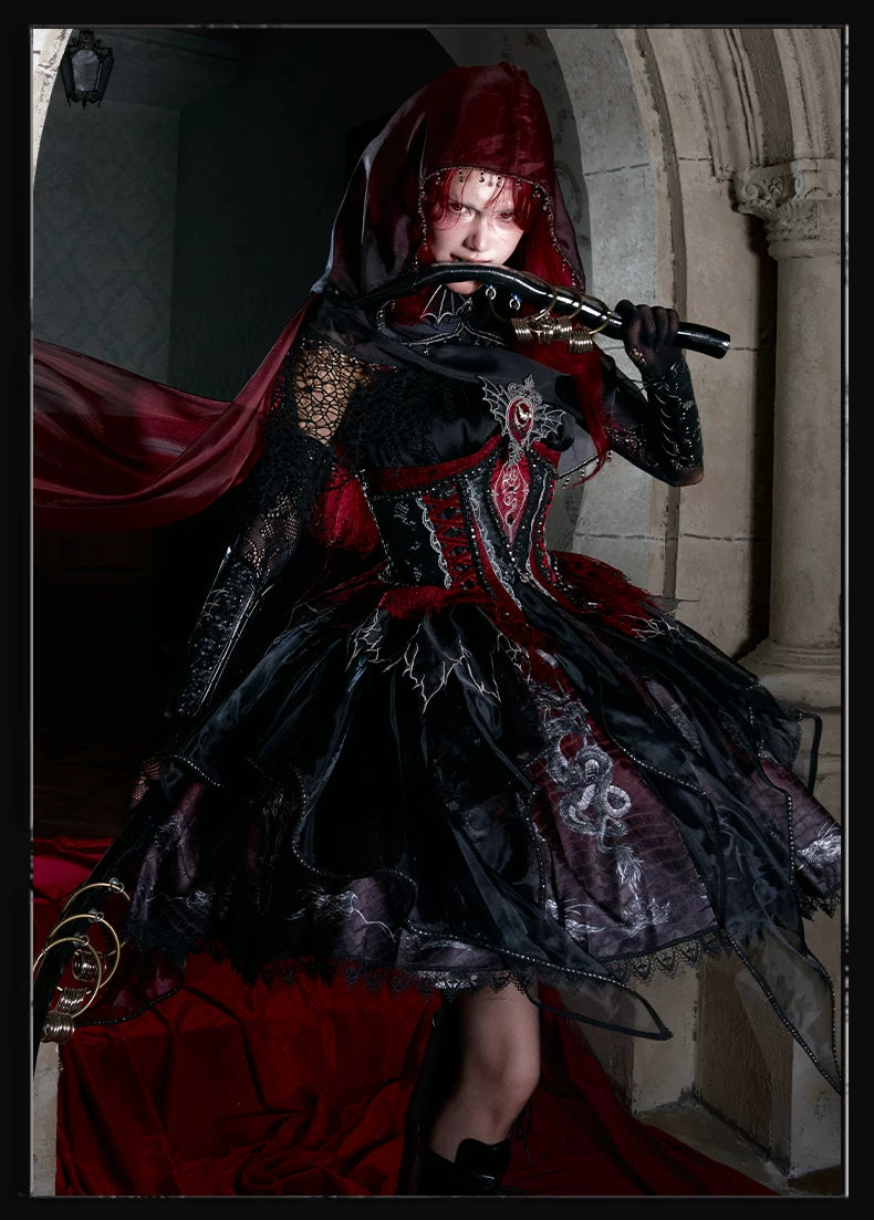 Bone Dragon - Gothic Lolita Corset JSK Dress Set with Embroidery 45654:856819