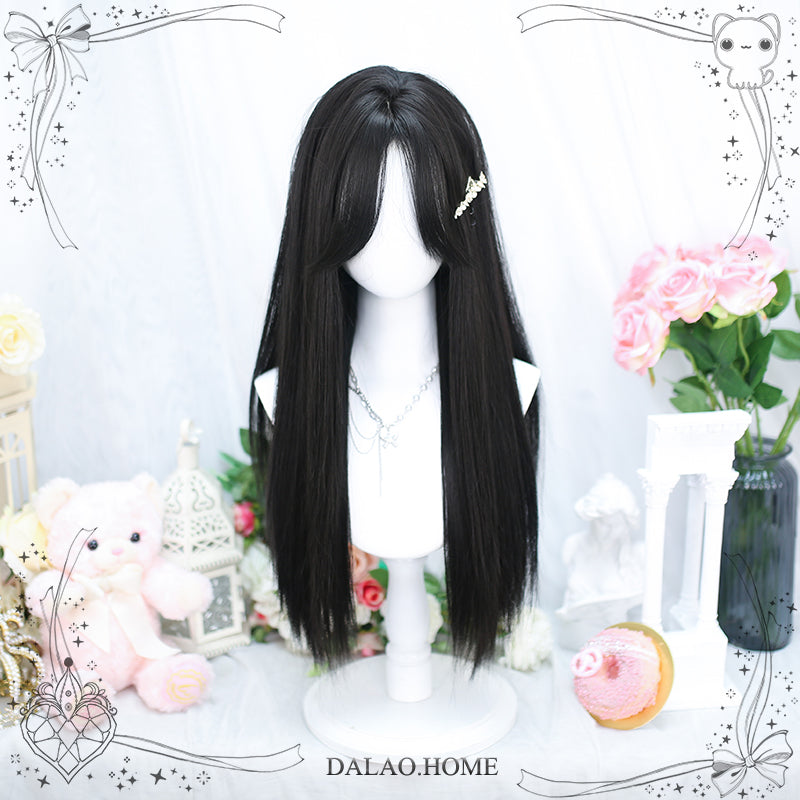 Dalao Home~Ballet~Sweet Long Straight Black Brown Wig natura black  