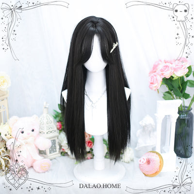 Dalao Home~Ballet~Sweet Long Straight Black Brown Wig   