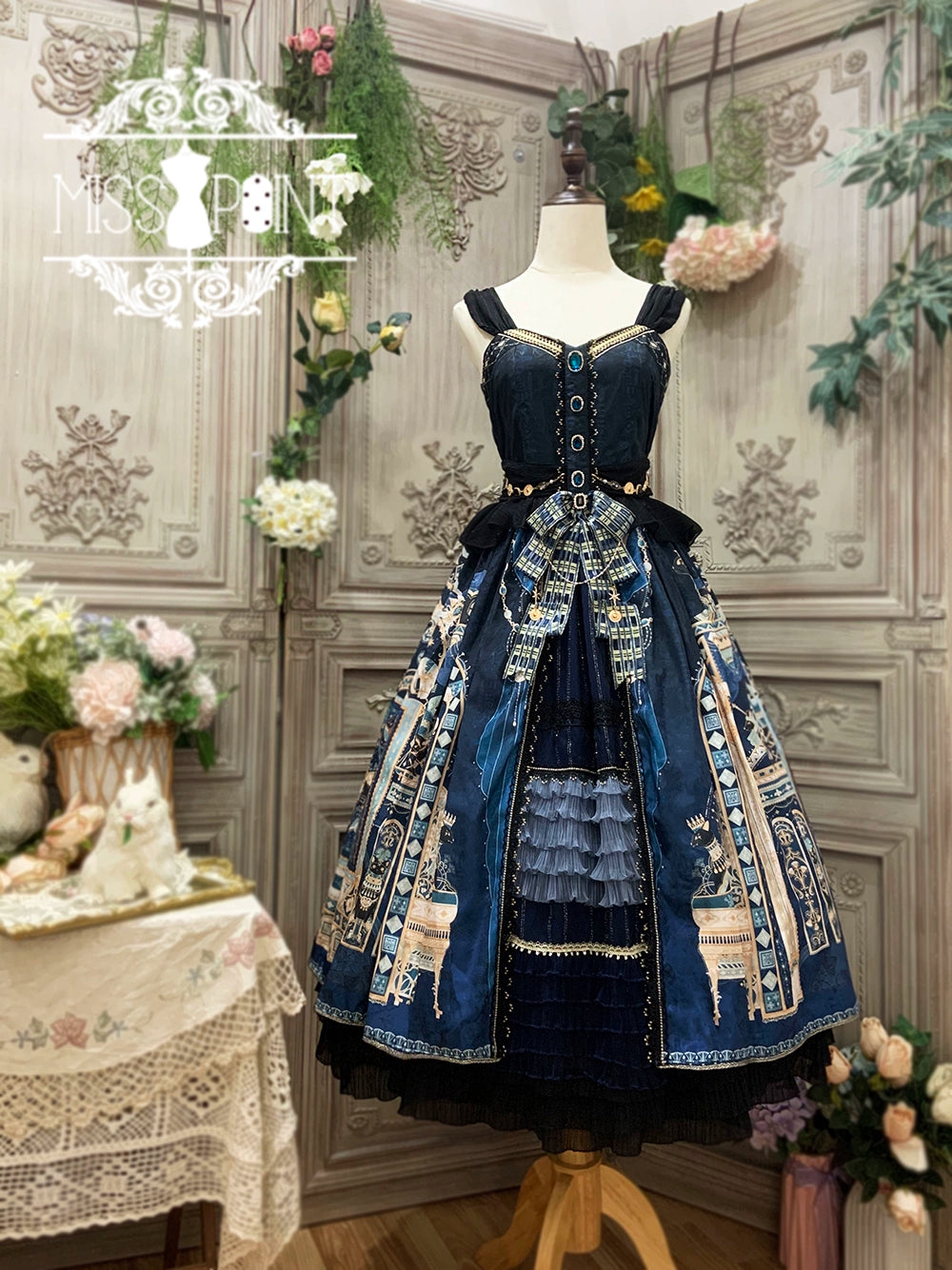 Miss Point~Dusk Best~Egyptian Lolita Dress Set Gorgeous JSK XS Indigo dress (without shawl) 