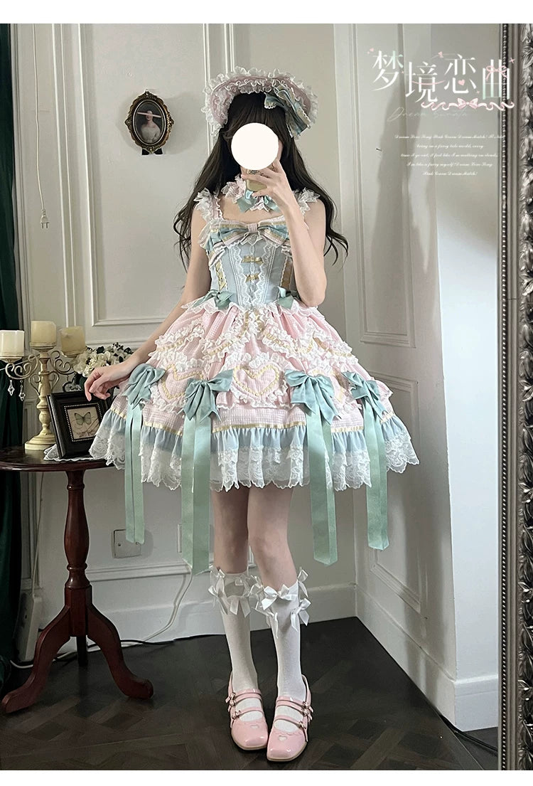 Dream Melody - Gorgeous Sweet Lolita JSK Dress, Lace & Bows 44442:809753