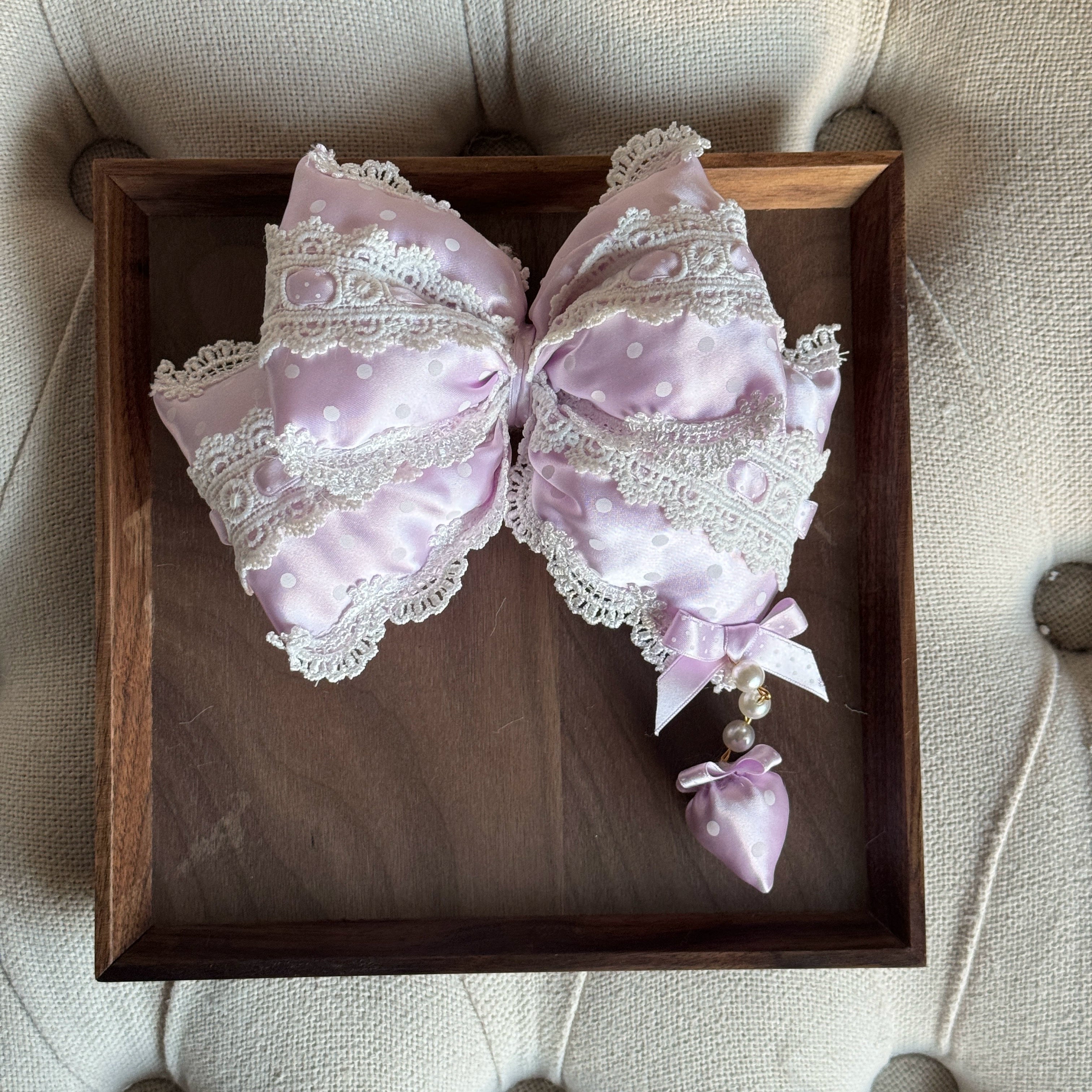 MAID - Sweet Lolita Headdress, Polka Dot Bow, Bunny Ear Purple Bow