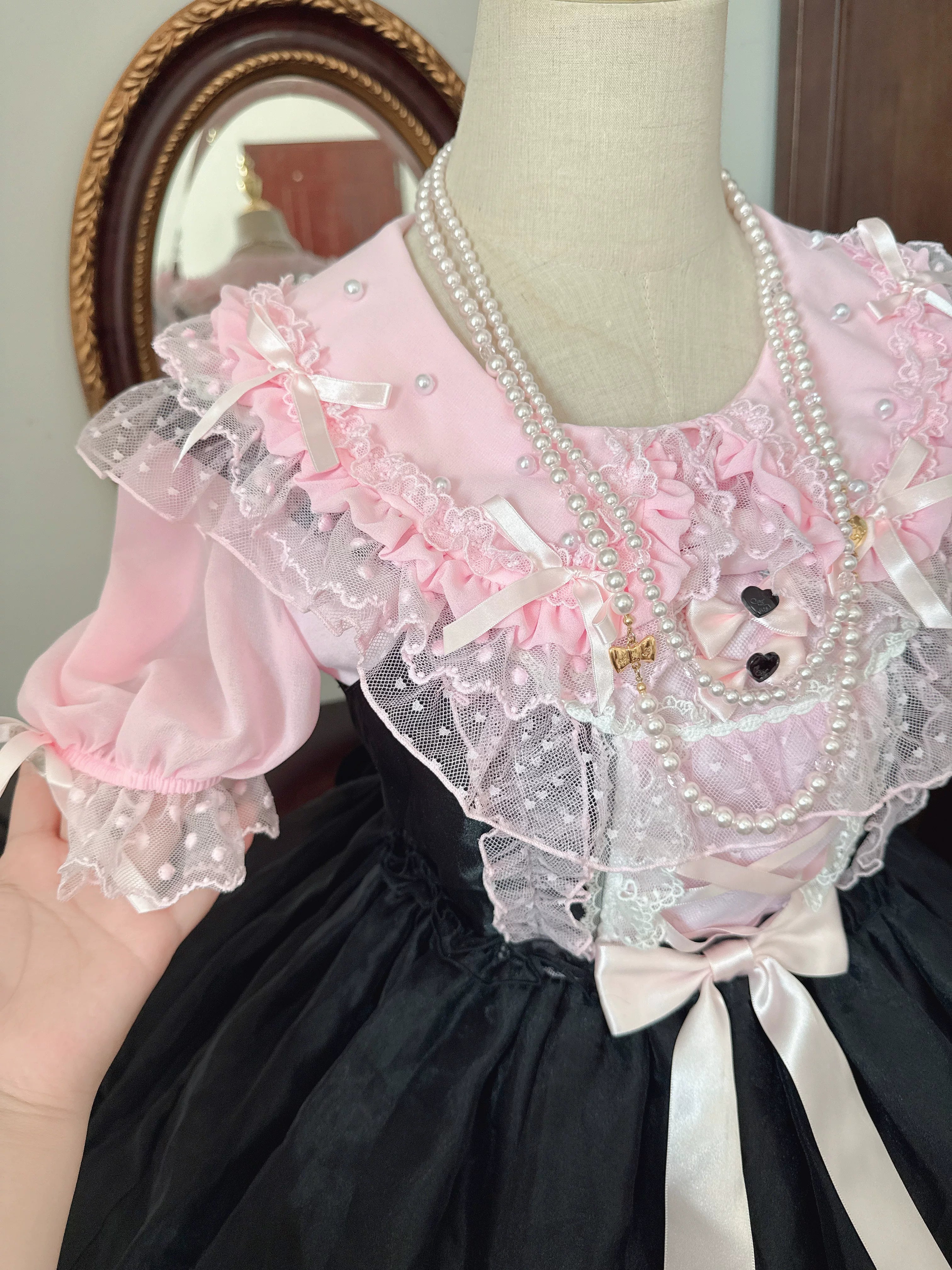 Sea Coconut - Cotton Old School Lolita Peter Pan Collar Blouse with Lace