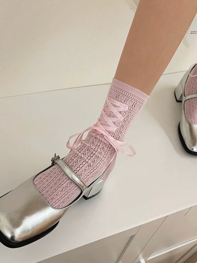 WAGUIR~Daily Lolita Socks Lace Mid-tube Ballet Socks for Spring and Summer   