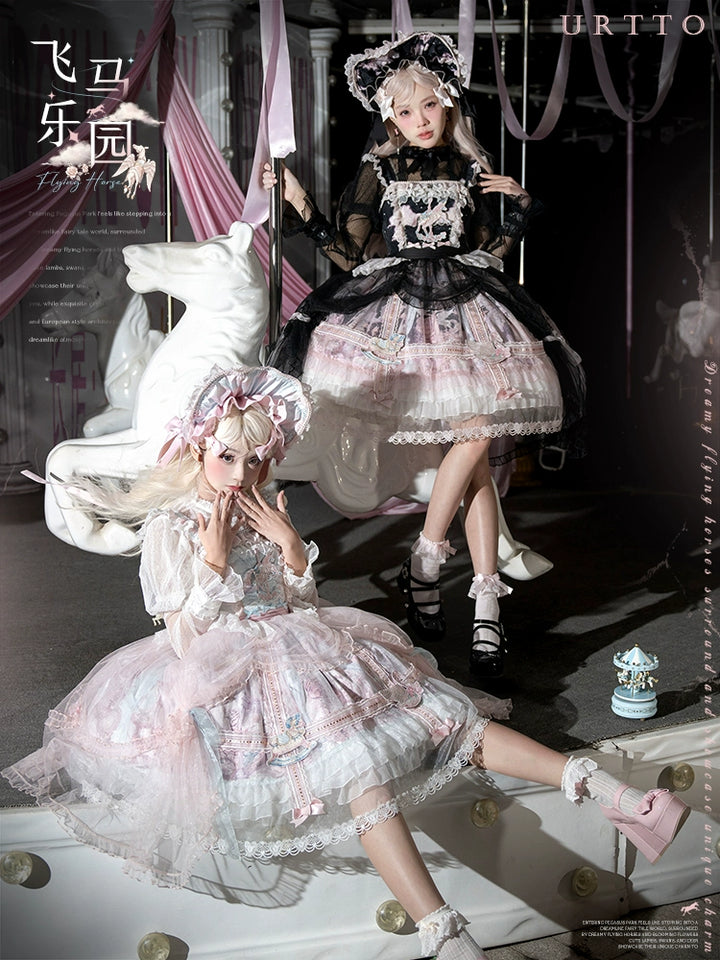 Urtto~Pegasus Park~Sweet Lolita JSK Dress Dual Color Princess Lolita Dress Set