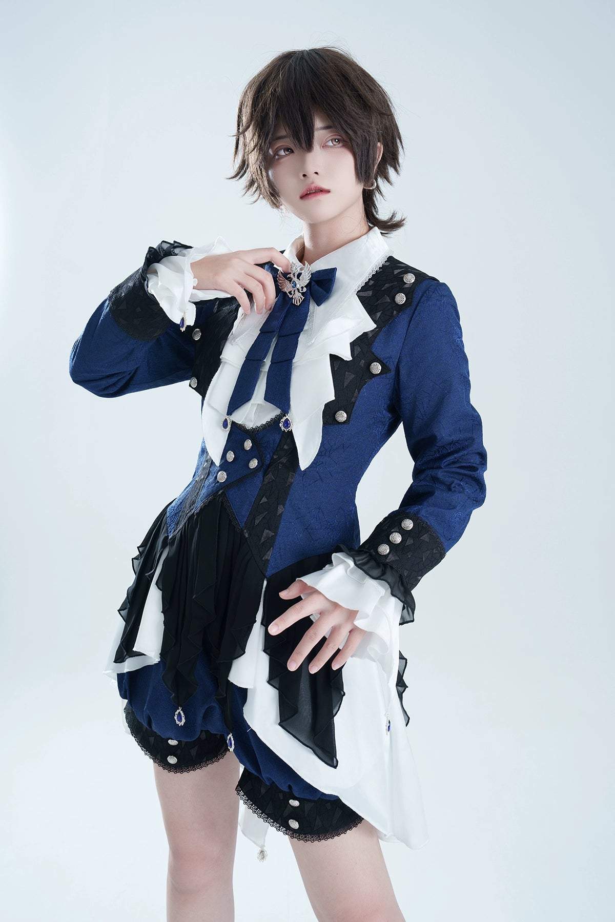 Xiongdoujiang - Chris' Son - Ouji Lolita Coat Shorts Irregular Hem Dress Set