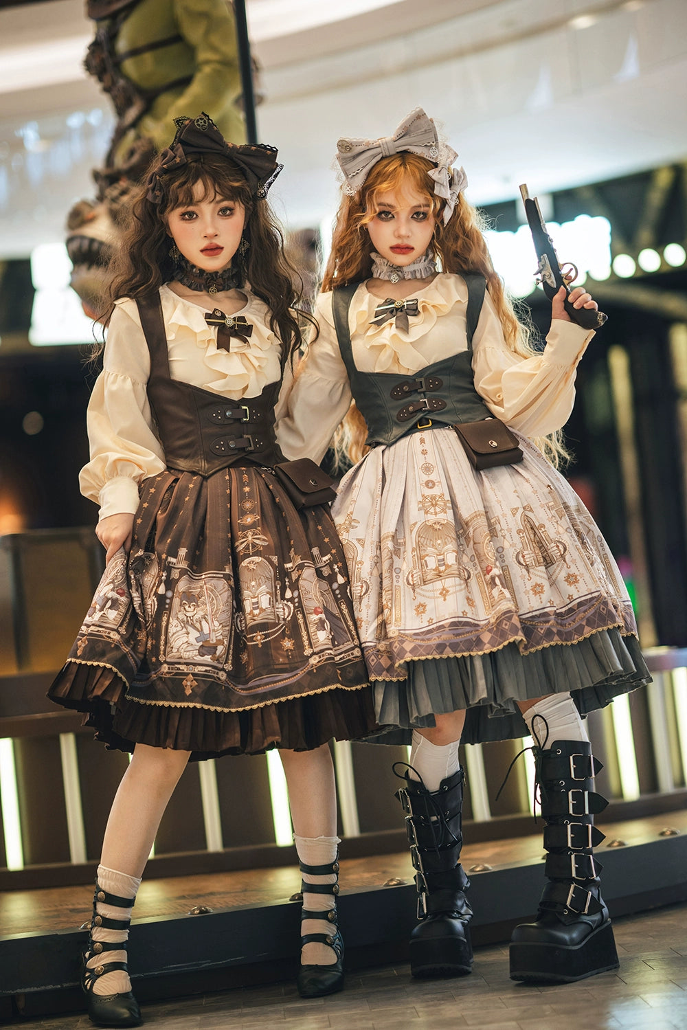 Miss Point - Demon Hunting Notes - Gothic Lolita Cross Print Short Skirt