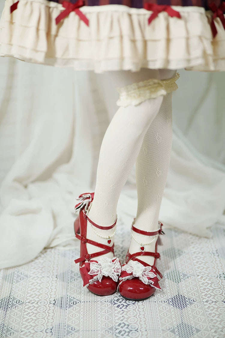 Spring Sakura - Wedding Sweet Lolita Heels Shoes, Floral Accent