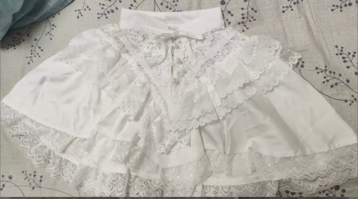 (BFM)Dingqiqi~Vintage Lolita Dress Court Style Lolita OP S Lace white shawl 