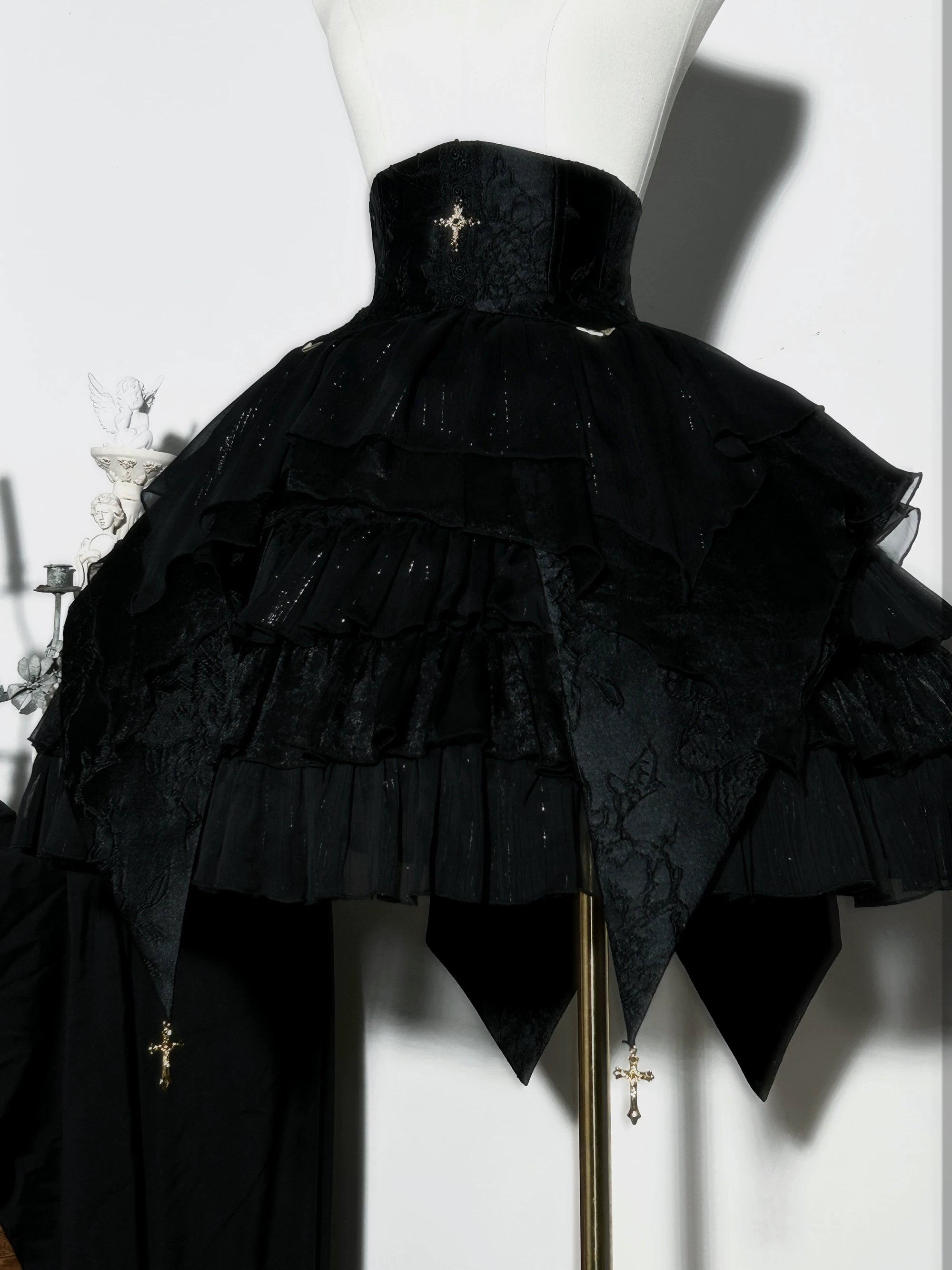 Genesis and Armageddon - Gothic Lolita High-low Hem Shirt, Boning SK (L M S) 44737:820864