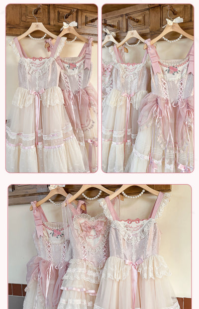 Flower and Pearl Box~Silk Ballet~Elegant Lolita Pink JSK Set 