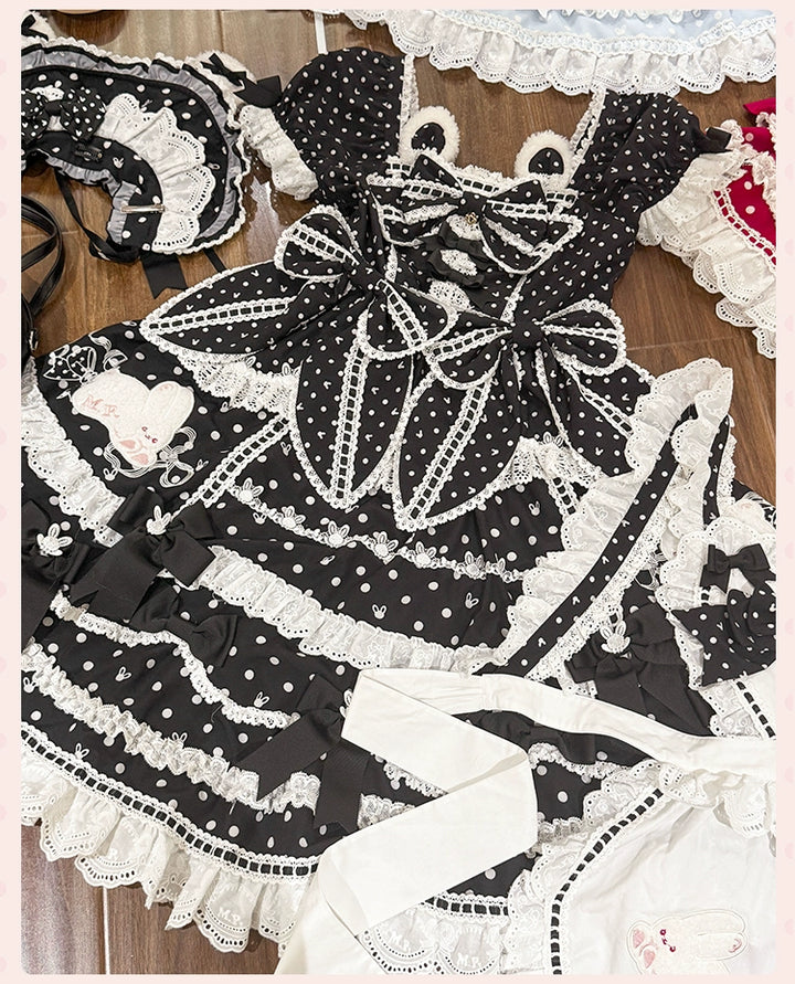 Mademoiselle Pearl~Bow Rabbit~IP Collab Sweet Lolita OP in Multiple Styles 43054:763936
