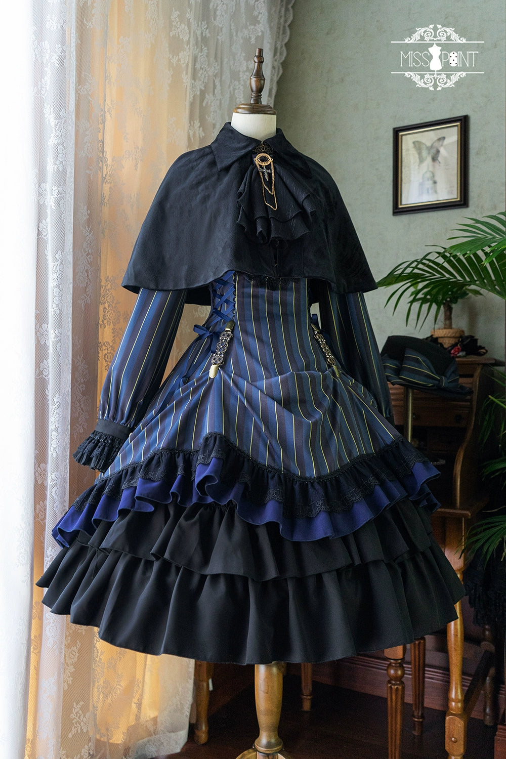 Miss Point~Perintz Manor~Gothic Lolita OP Long Sleeve Retro Lolita Dress 39904:642672