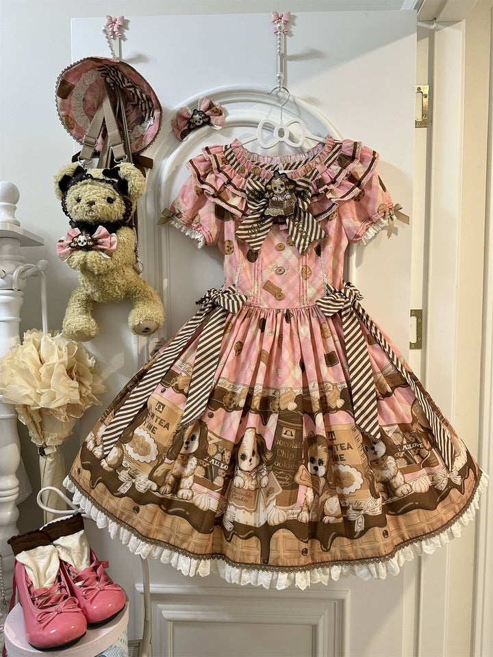 Babyblue~Dog Bakery~Old School Lolita OP Dress Sweet Dress with Accessories 42101:726438