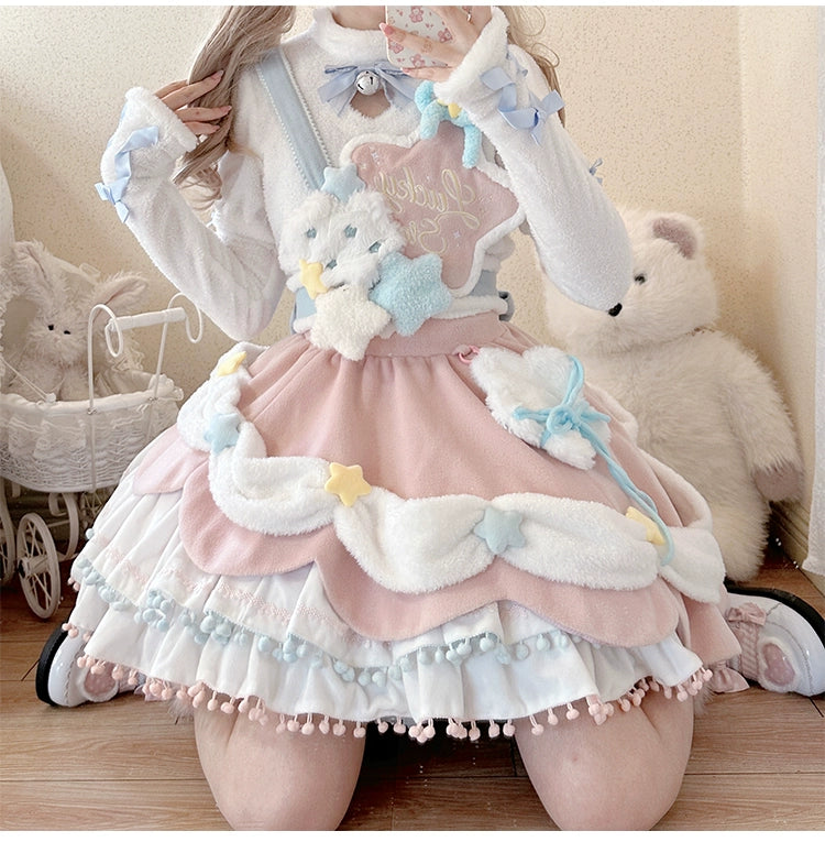 Mewroco~Lucky Star~Winter Sweet Lolita SK Kawaii Cat Ear Cape Suit (L M S XL) 40052:650014