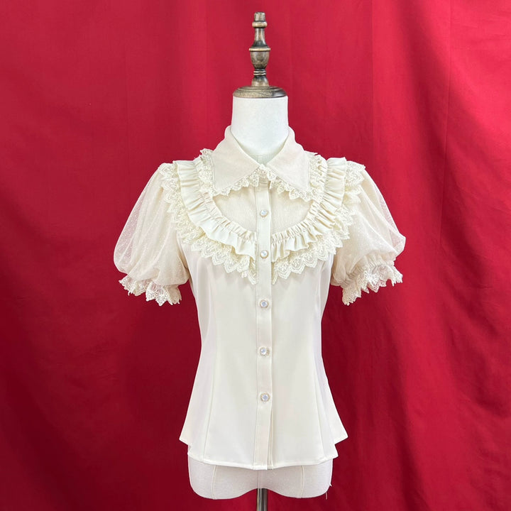 DMFS Lolita~Sweet Lolita Shirt Peter Pan Collar Blouse Detachable Sleeves   