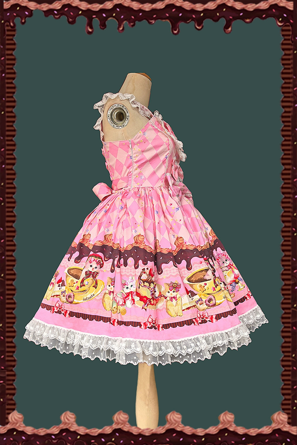 Infanta - Cream Meow - Sweet Lolita JSK, Cat Print 43769:784925