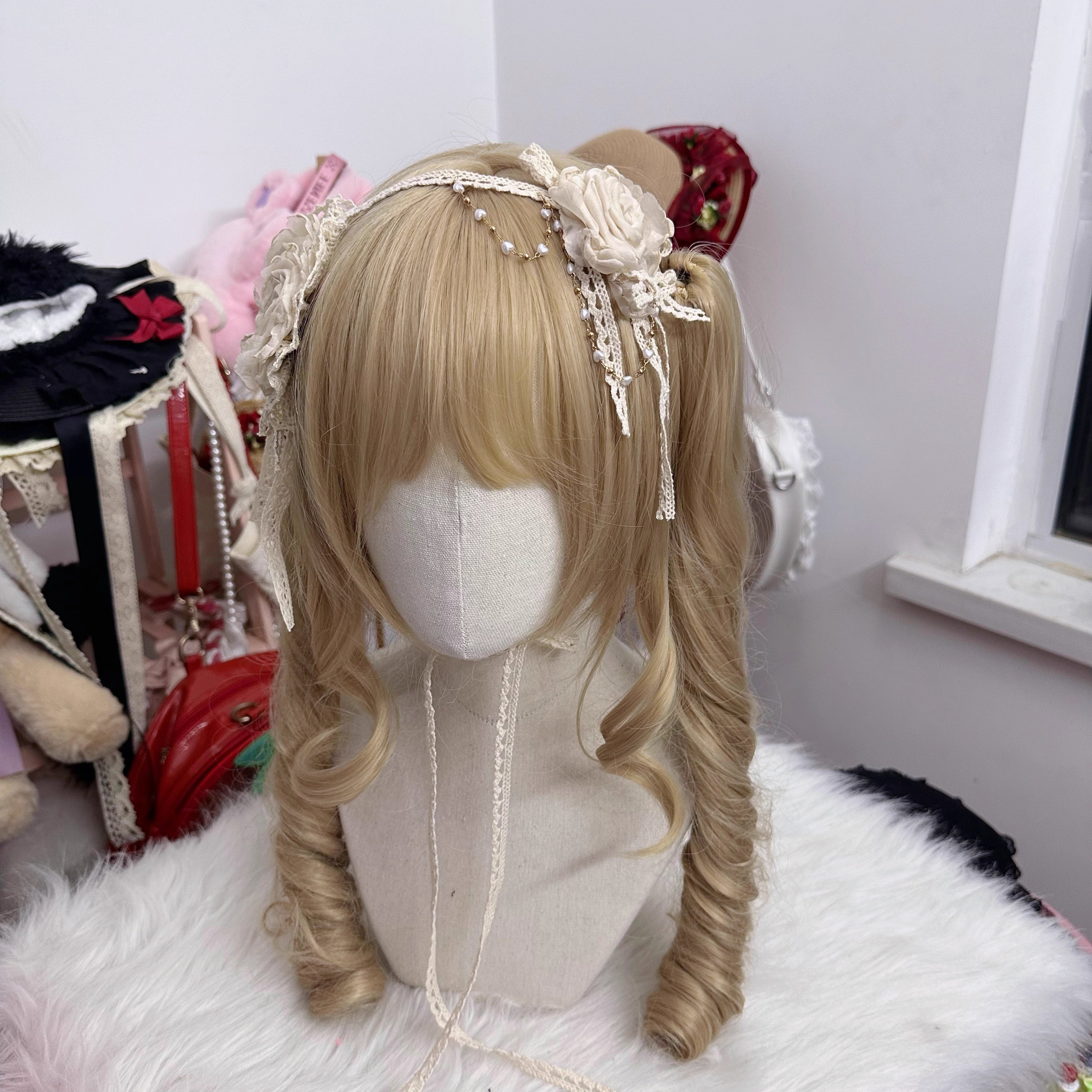 Chestnut Lolita - Elegant Lolita Rose Choker Handmade Headdress Set Multicolors