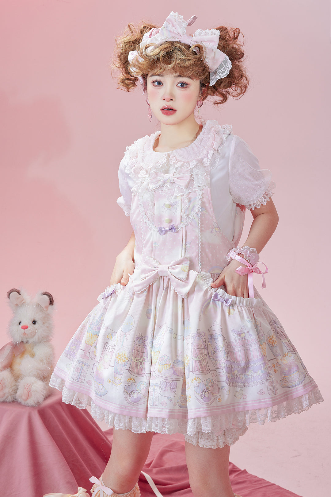 Vcastle~Unicorn Sugar Party~Kawaii Lolita Salopette Suit with Unicorn Hood