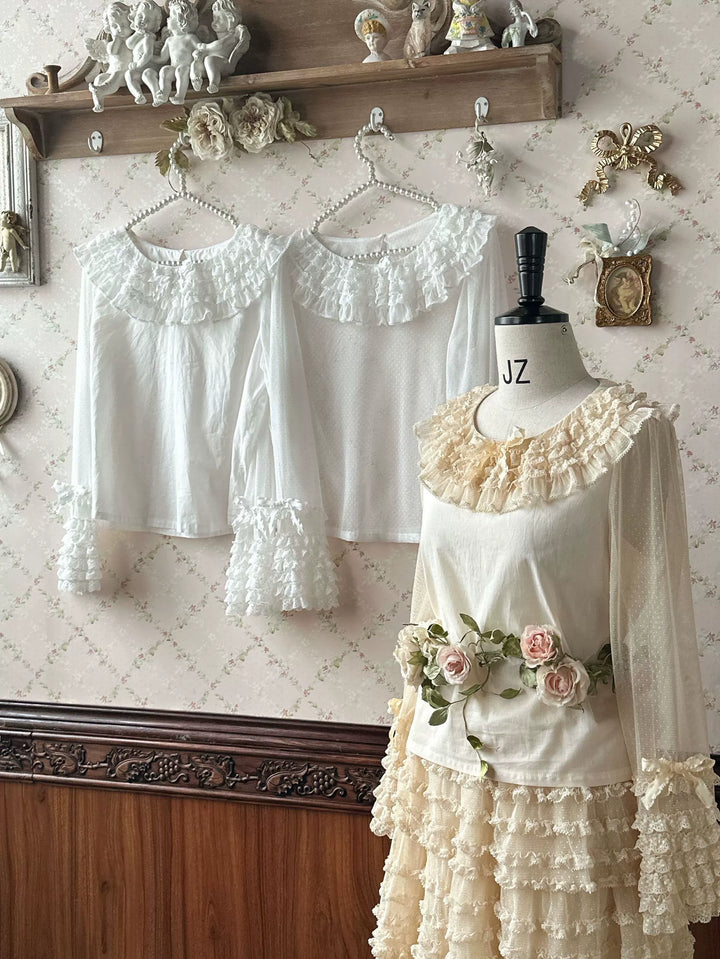 Sweet Dreamer~Antique Wall~Classic Lolita Blouse Polka Dots Tulle Shirt