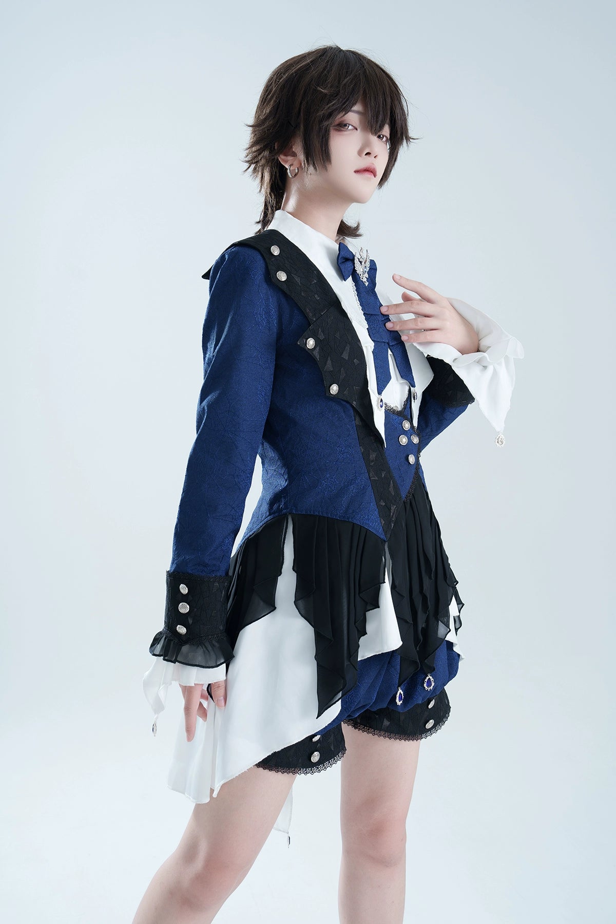 Xiongdoujiang - Chris' Son - Ouji Lolita Coat Shorts Irregular Hem Dress Set