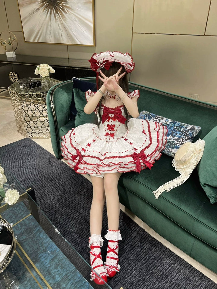 Sakurahime - Velour Love - Princess Sweet Lolita JSK Dress, Tiered Ruffles