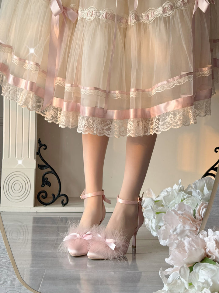 Pure Tea For Dream~Swan Lake~Sweet Lolita Shoes Satin Lolita Hight Heels