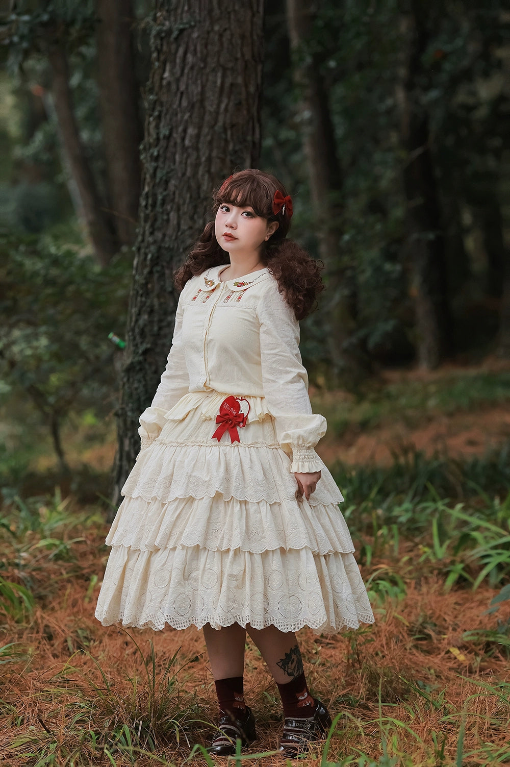 (BFM)Miss Point~Customized Lolita Skirt Embroidery Lace Cotton Lolita Skirt 31828:370814