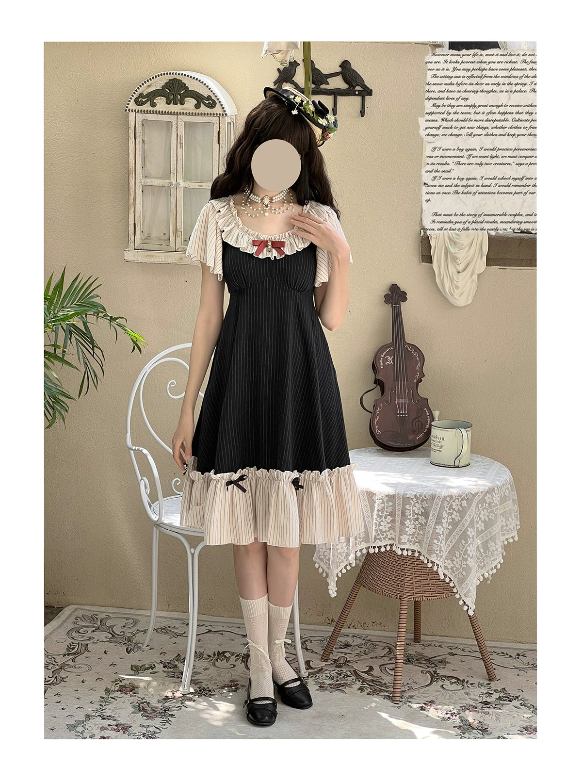 EESSILY~Cotton Plus Size Lolita OP Dress With Pockets & Detachable Bra Pads 43277:773503