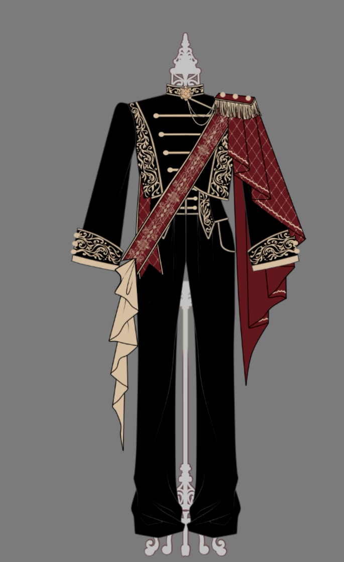 Lucifer's Glory - Military Ouji Lolita Jacket & Pants Suit, Black-Gold Embroidery 46042:873205