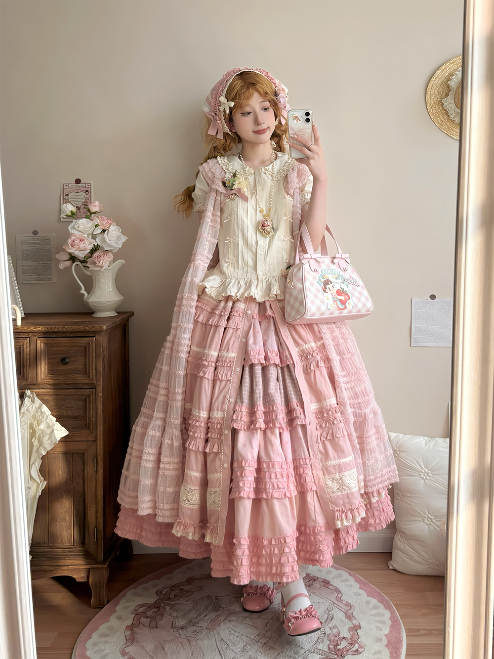 Miss Point~Garden Sunflower~Country Lolita SK Patchwork Tiered-Ruffles Skirt