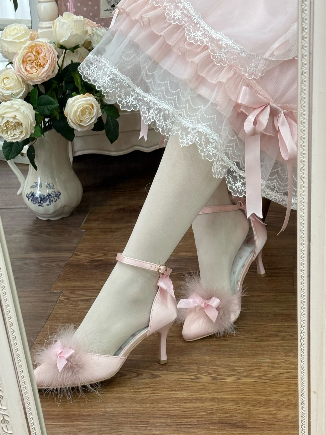 Pure Tea For Dream~Swan Lake~Sweet Lolita Shoes Satin Lolita Hight Heels