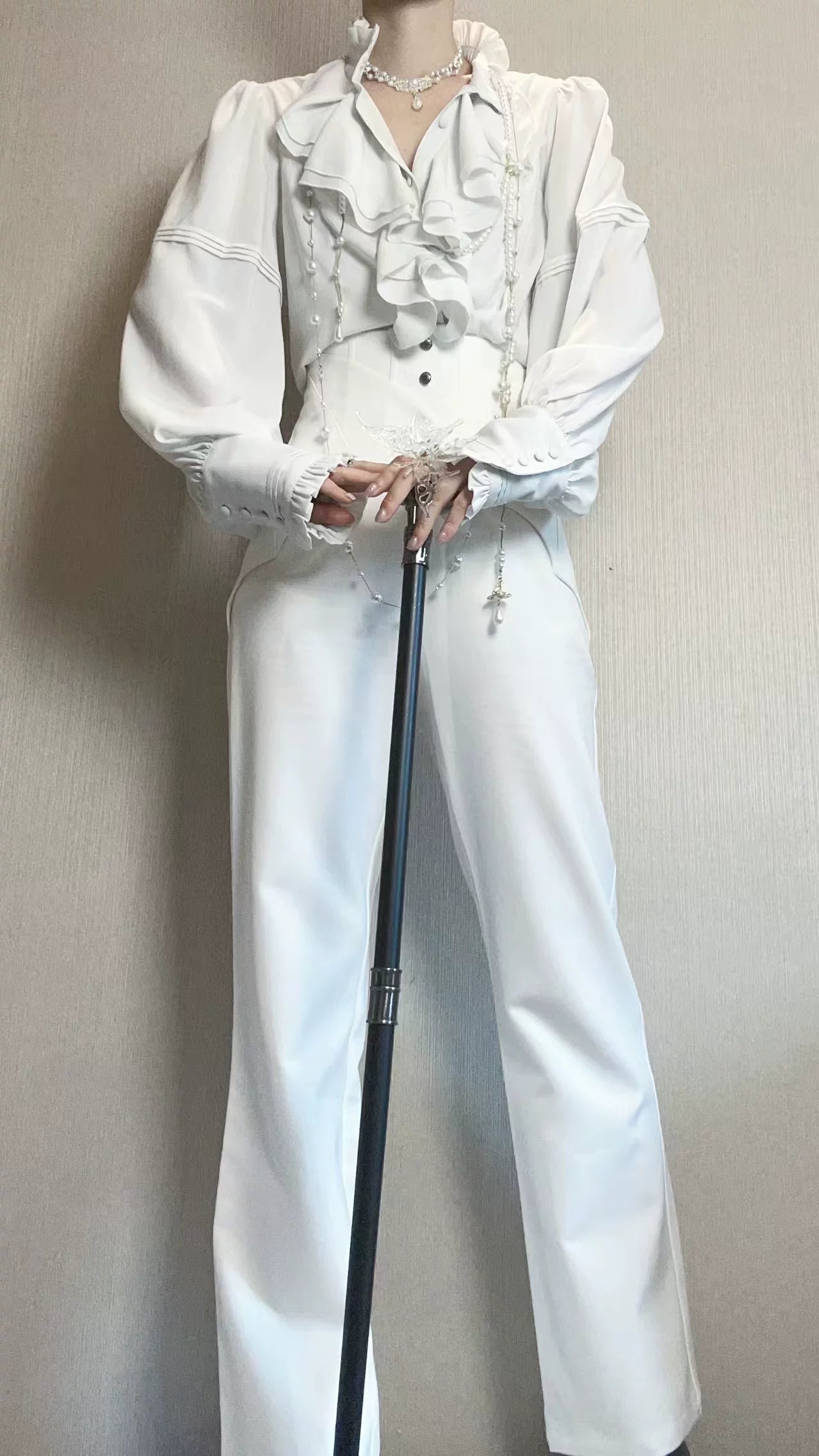 Earl of Drooping Wings - Ouji Lolita Flared Pants, Batwing Decoration 44550:812543