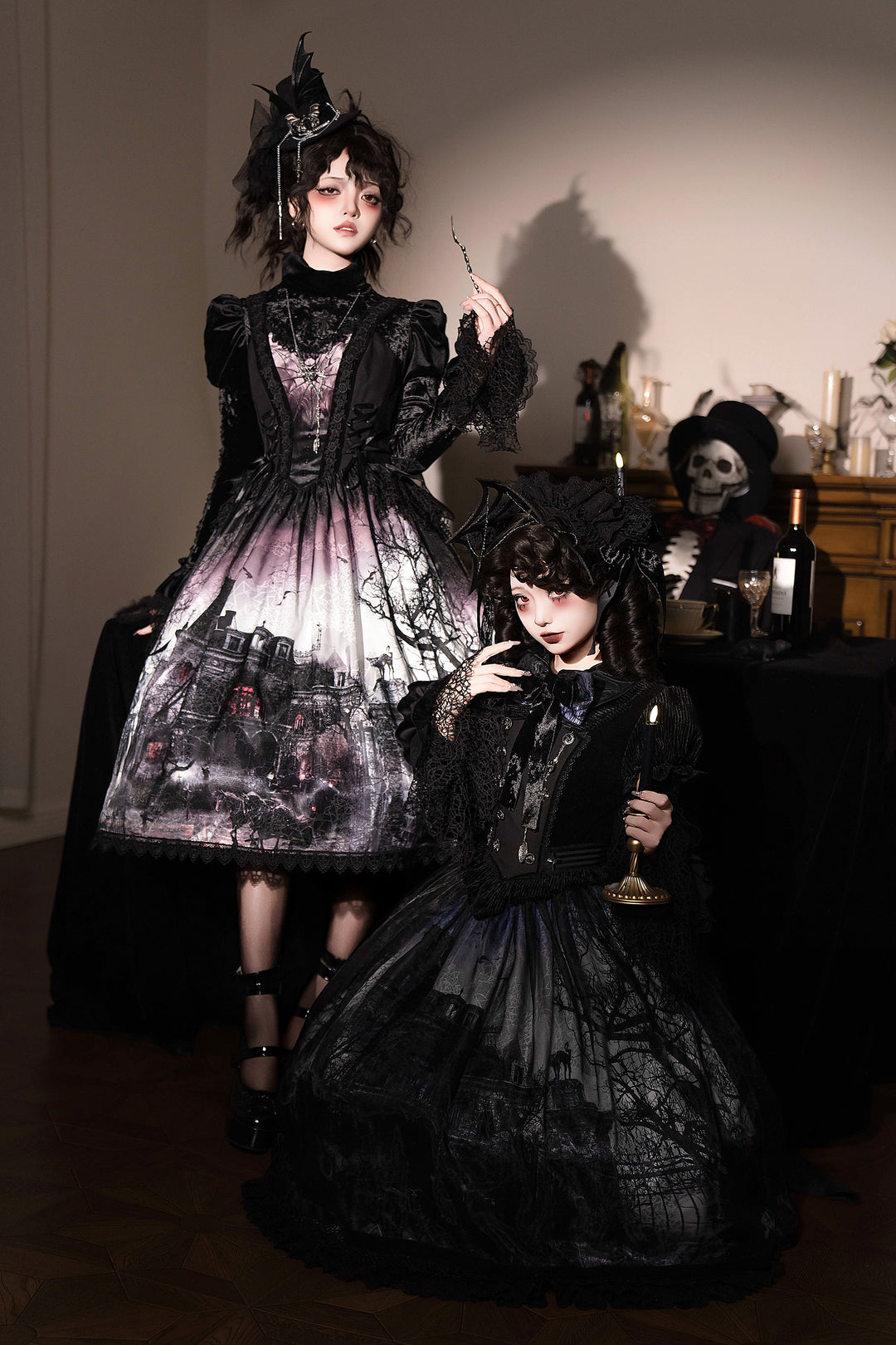 LilithHouse~Horror House~Gothic Lolita JSK with Spooky Castle Print