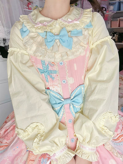 Mewroco~Frosting~Sweet Lolita Yellow Doll Collar Blouse   