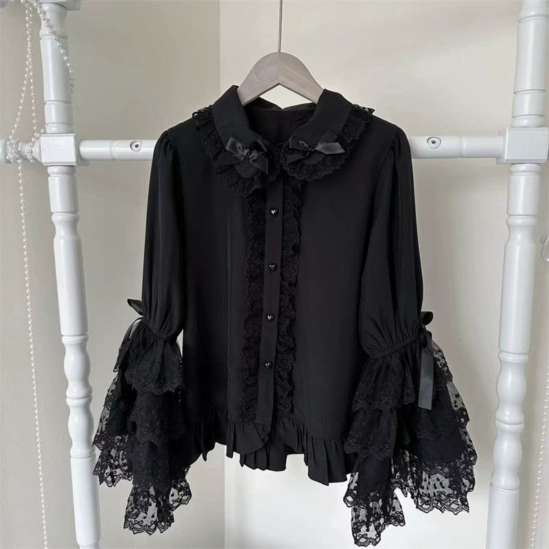 Sugar Girl - Hime Sleeves Sweet Lolita Blouse (Black / L M) 43902:787978